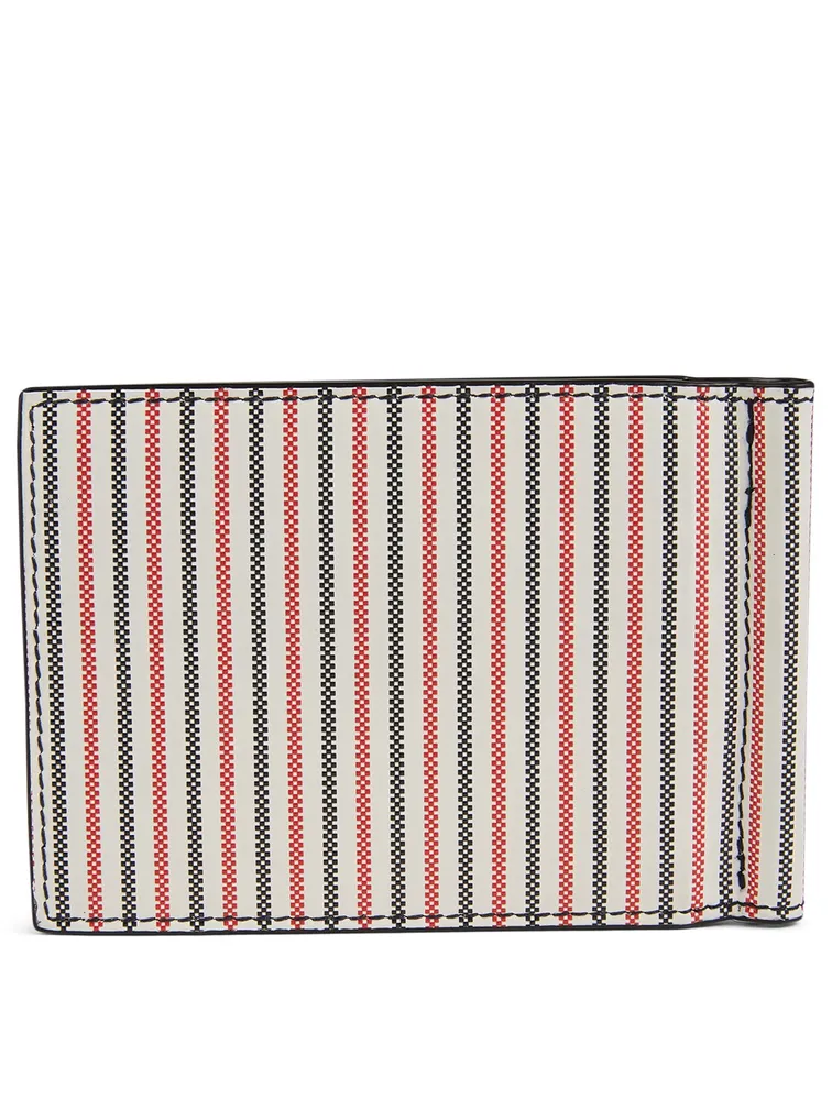 Money Clip Coated Leather Wallet In 3D Seersucker Print