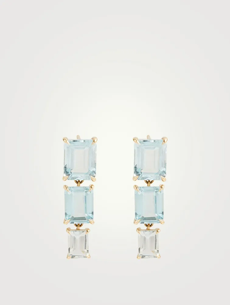 18K Gold Ombré Cascade Earrings With Topaz