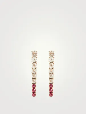 18K Gold Dream Links Earrings With White Sapphire And Ruby