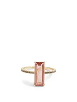 18K Gold Ring With Tourmaline And Black Diamonds