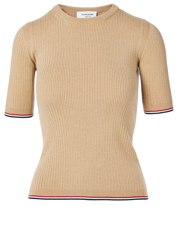 Wool-Blend Short-Sleeve Top