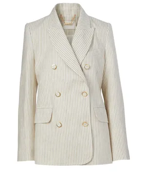 Super Eight Linen Blazer Stripe Print