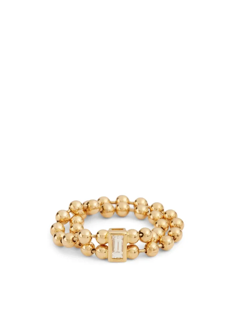Flapper 18K Gold Two Row Band With Diamond