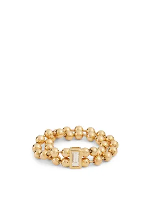 Flapper 18K Gold Two Row Band With Diamond