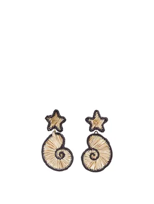 La Isla Iraca Palm And Gold-Plated Bronze Seashell Earrings