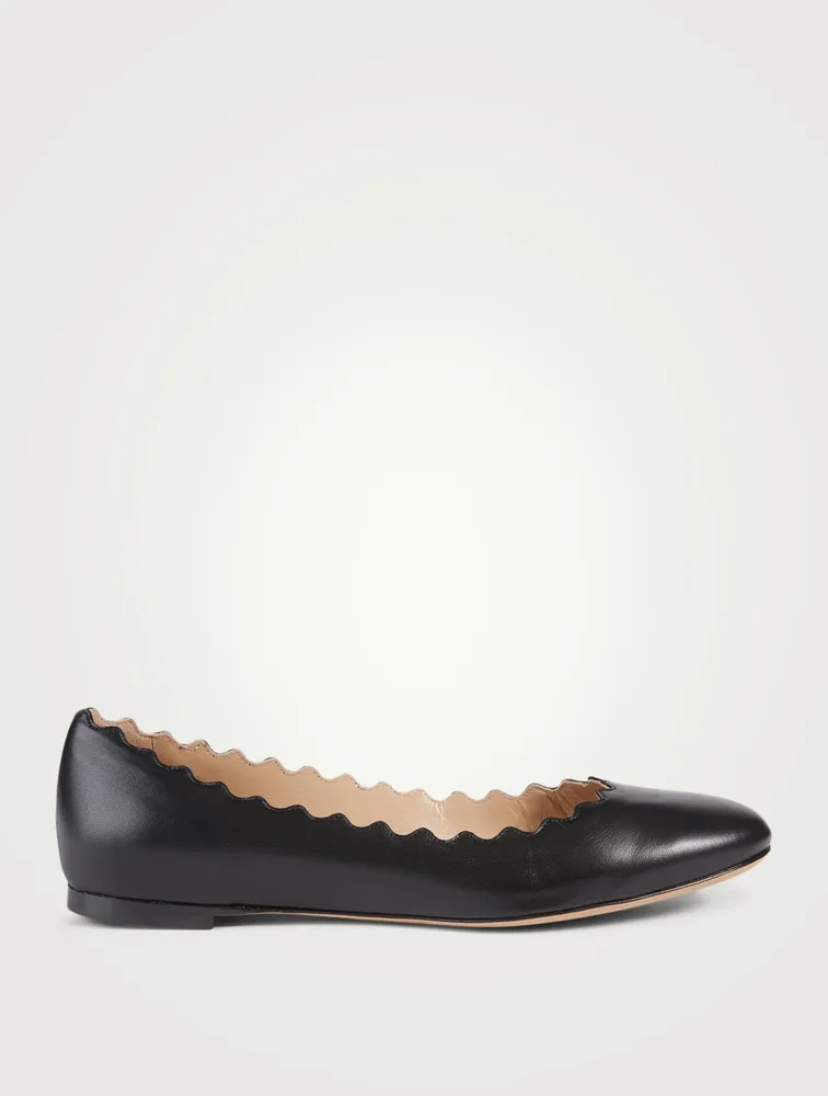 Lauren Leather Scalloped Ballet Flats