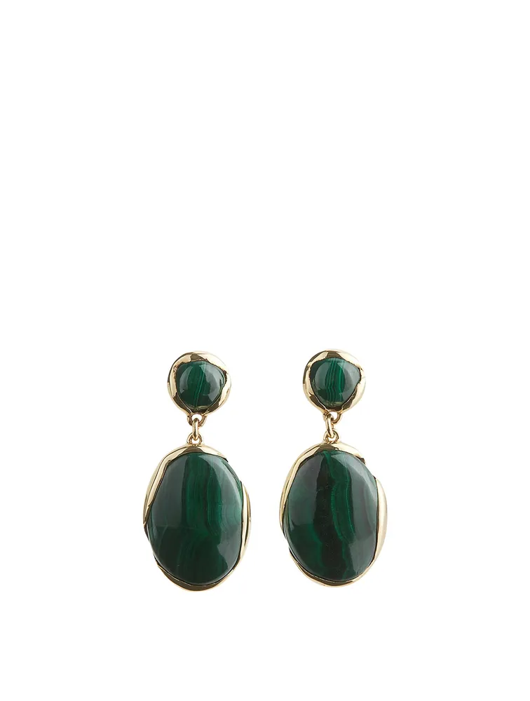 Ovo Drop Earrings With Malachite