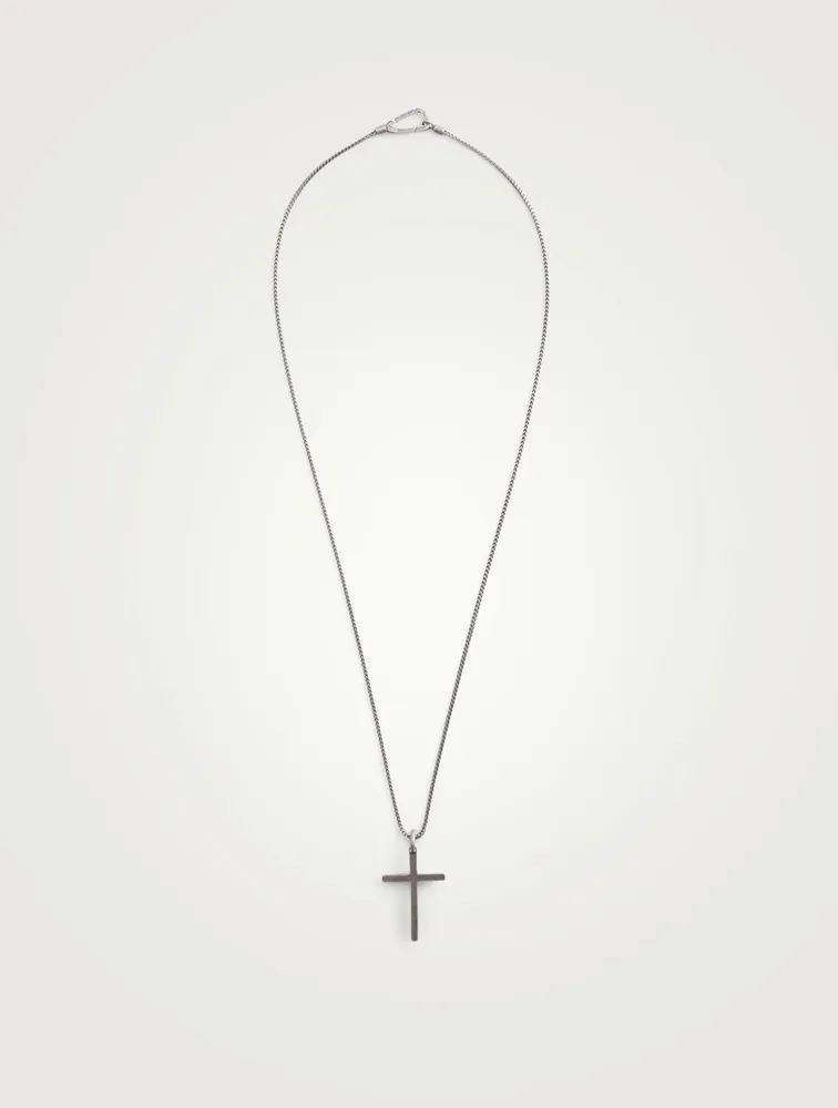 The Cross Oxidized Silver Thin Pendant Necklace