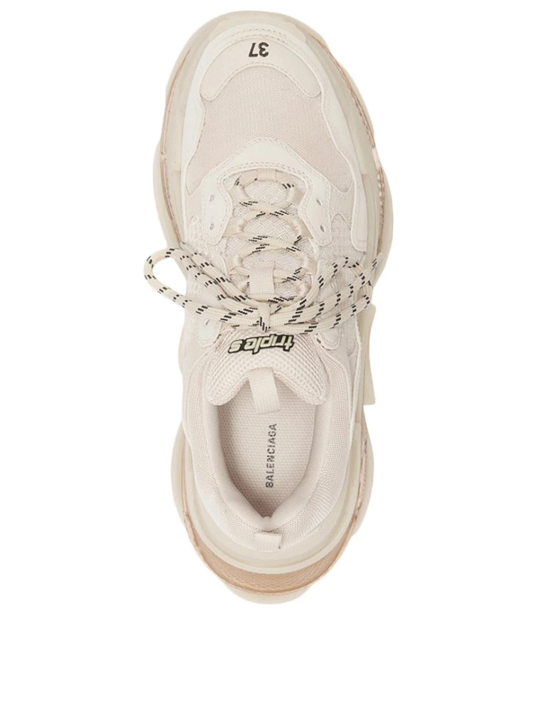 Triple S Clear Sole Leather And Mesh Sneakers