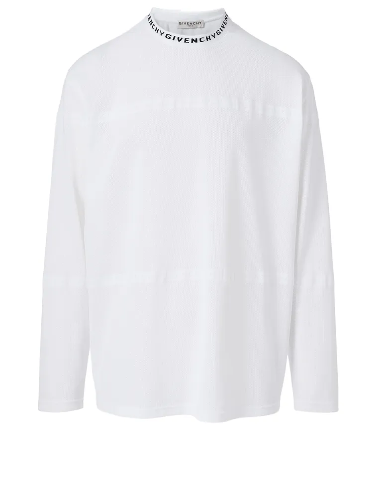 Long-Sleeve T-Shirt With Intarsia Neck