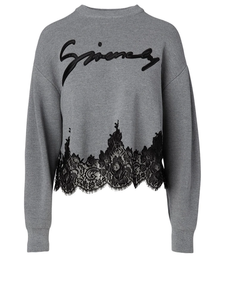 Wool Sweater With Lace