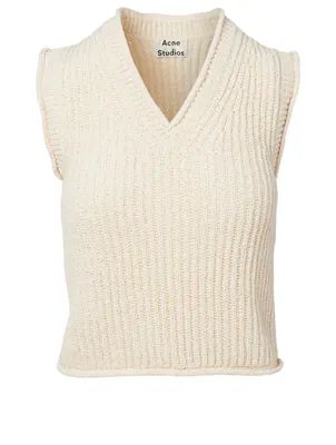 Cotton-Blend V-Neck Vest