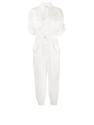 Super Eight Linen Short-Sleeve Jumpsuit