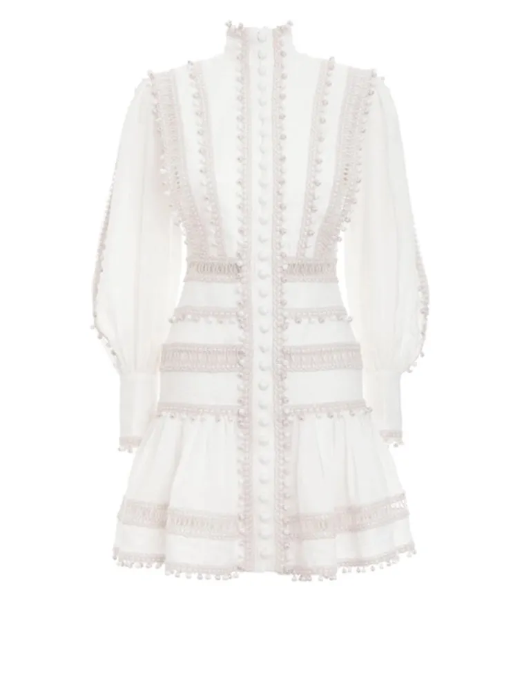 Super Eight Linen Long-Sleeve Mini Dress