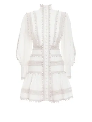 Super Eight Linen Long-Sleeve Mini Dress