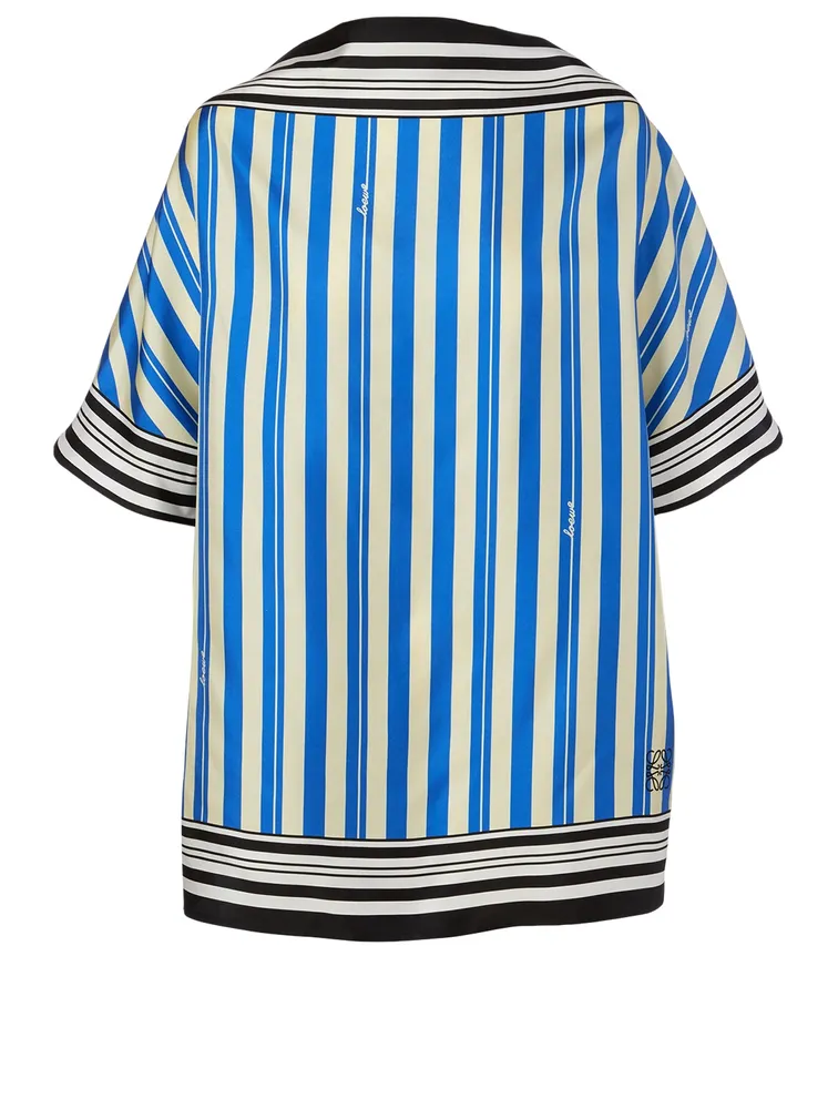 Silk Top In Striped Print