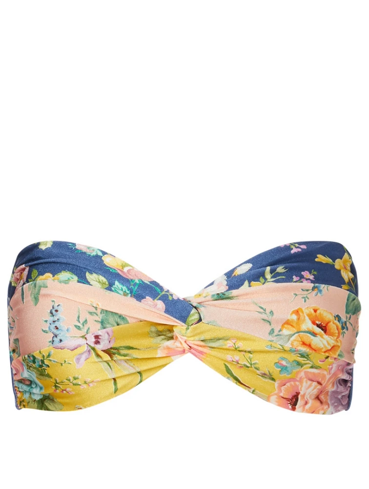 Zinnia Twist Bandeau Swim Top Floral Print