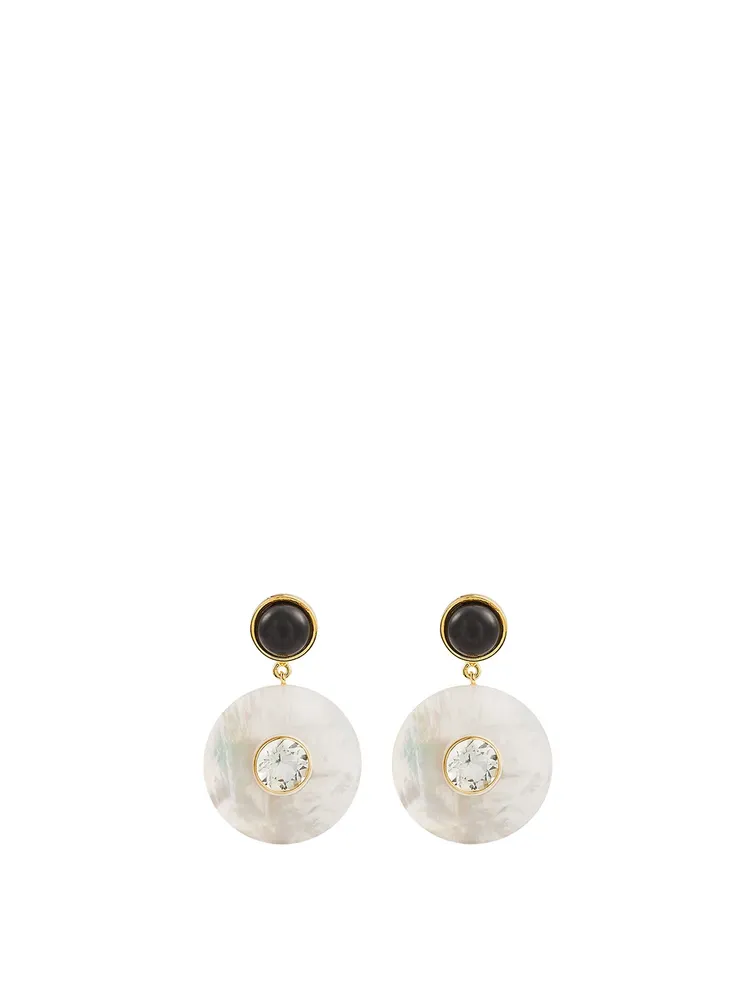 Taj Disc Earrings With Mother Of Pearl And Onyx