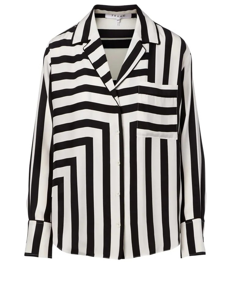 Silk Blouse Stripe Print