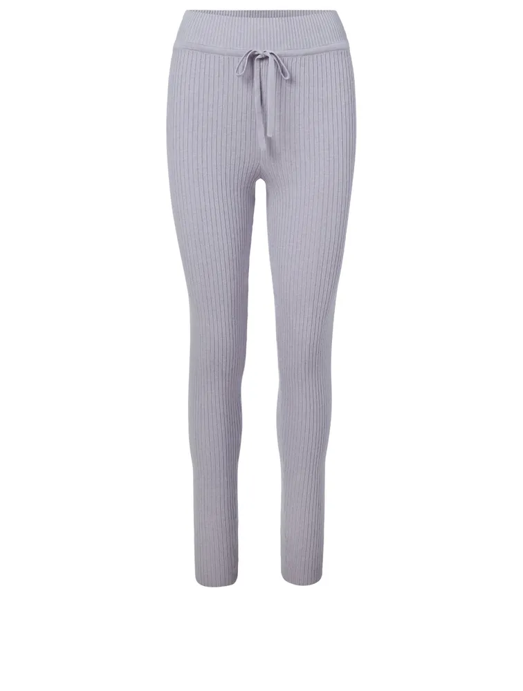 Silk-Blend Rib Knit Legging