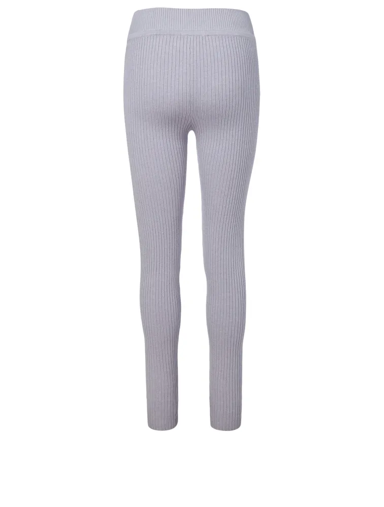 Silk-Blend Rib Knit Legging