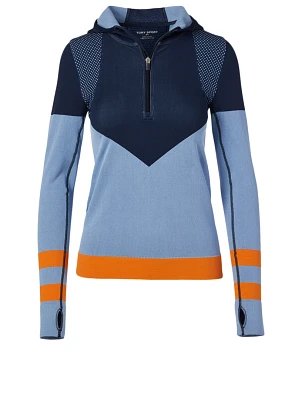 Chevron Seamless Hooded Half-Zip Pullover