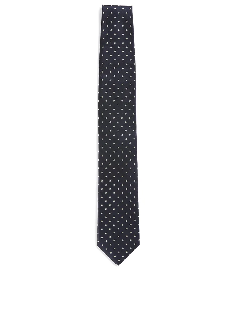 Silk Tie In Polka Dot Print