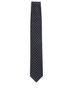 Silk Tie In Polka Dot Print