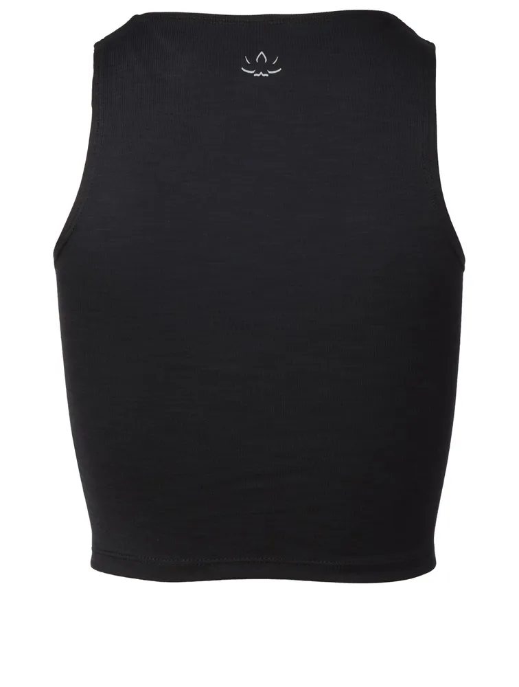 Heather Rib Square Neck Cropped Tank Top