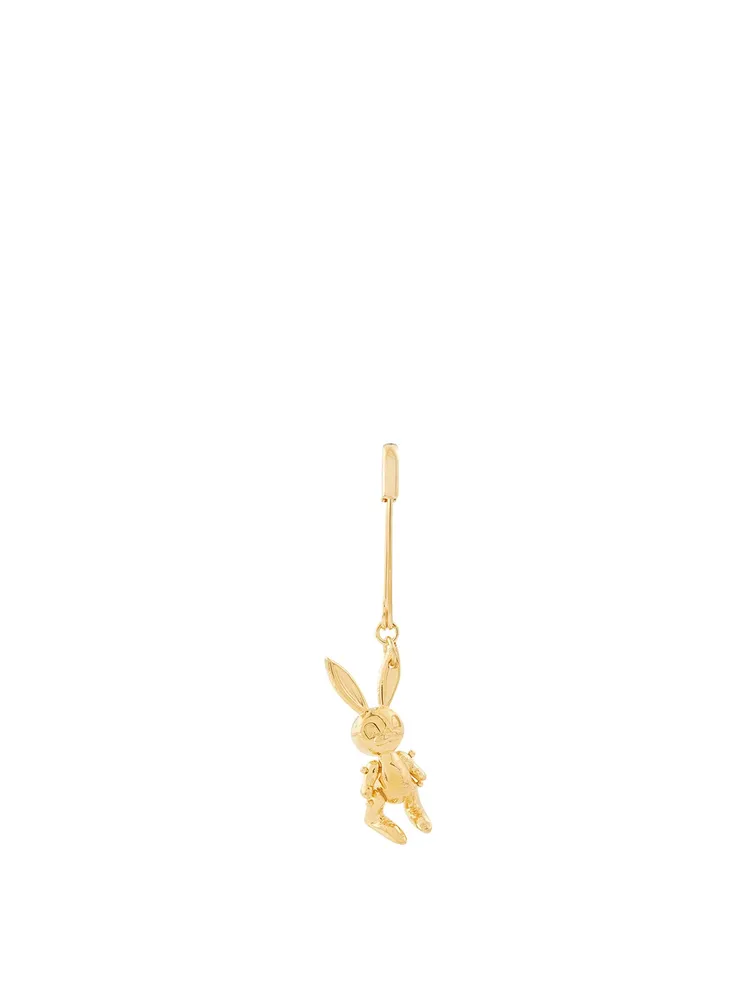 Gold-Tone Silver Inflatable Bunny Earring