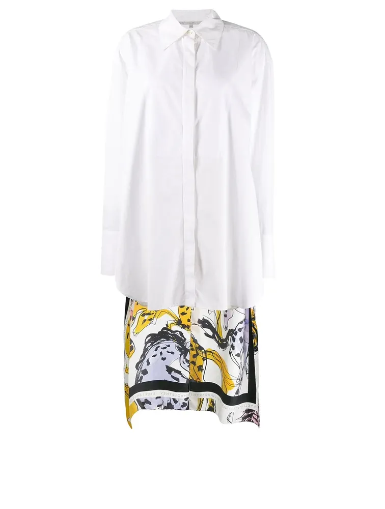 Cotton Shirt With Printed Long Back