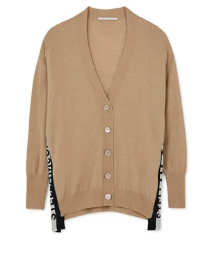 Wool Cardigan With Logo Band