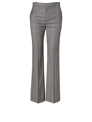 Wool High-Waisted Pants Check Print