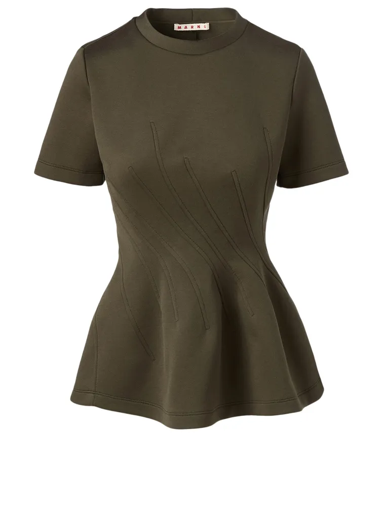 T-Shirt With Wavy Seamwork