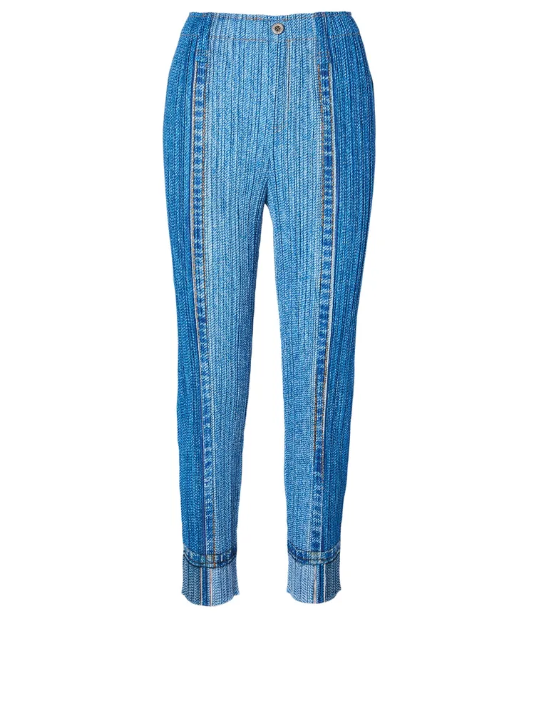 Two Tone Pants Denim Print