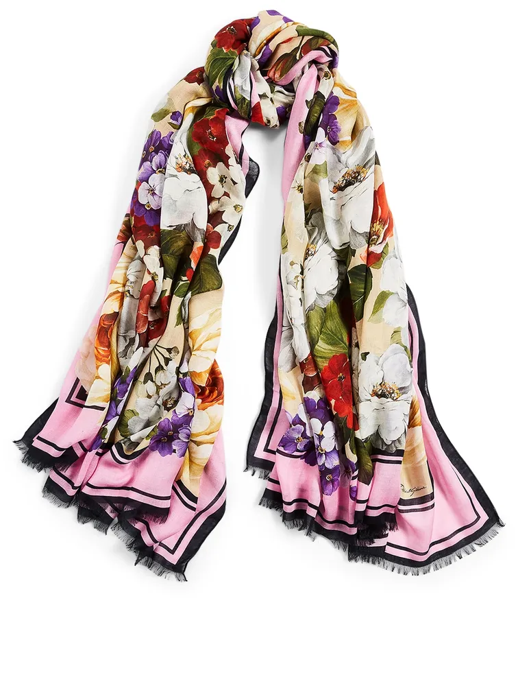 Modal And Cashmere Scarf In Floral Print