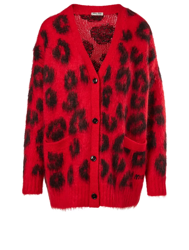 Mohair-Blend Cardigan Leopard Print