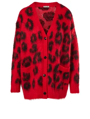 Mohair-Blend Cardigan Leopard Print