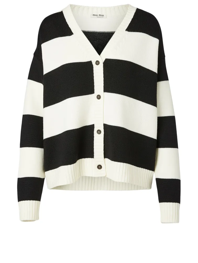 Wool Cardigan Striped Print