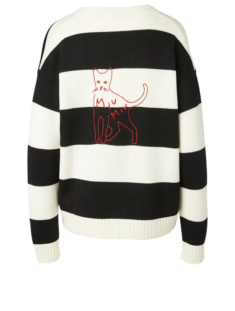 Wool Cardigan Striped Print