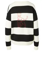 Wool Cardigan Striped Print
