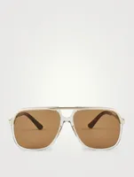 Square Aviator Sunglasses With Web
