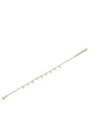 14K Gold Bezel Bracelet With Pearls And Diamonds