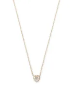 14K Gold White Topaz Heart Necklace With Diamonds