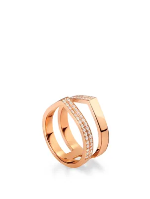 Antifer Off-Width 18K Rose Gold Ring With Diamonds