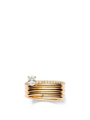 Blast 18K Rose Gold Ring With Diamonds