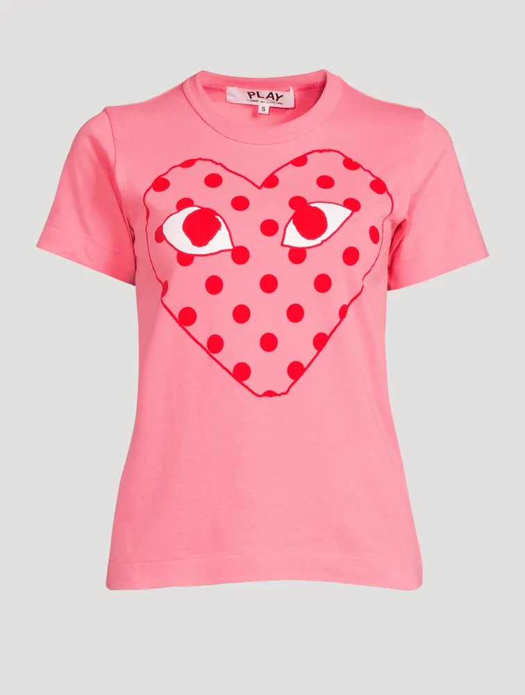 Cotton T-Shirt With Big Polka Dot Heart