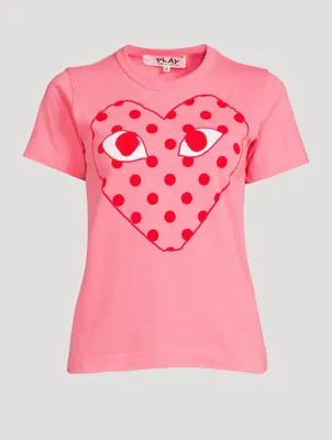 Cotton T-Shirt With Big Polka Dot Heart