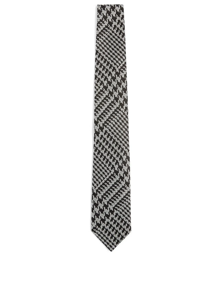 Silk Tie In Houndstooth Print