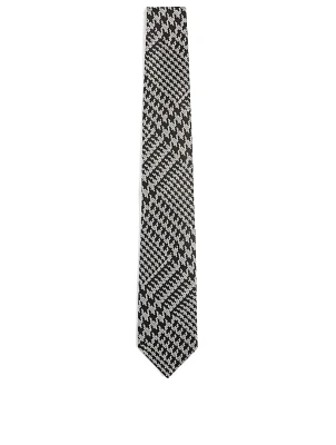 Silk Tie In Houndstooth Print